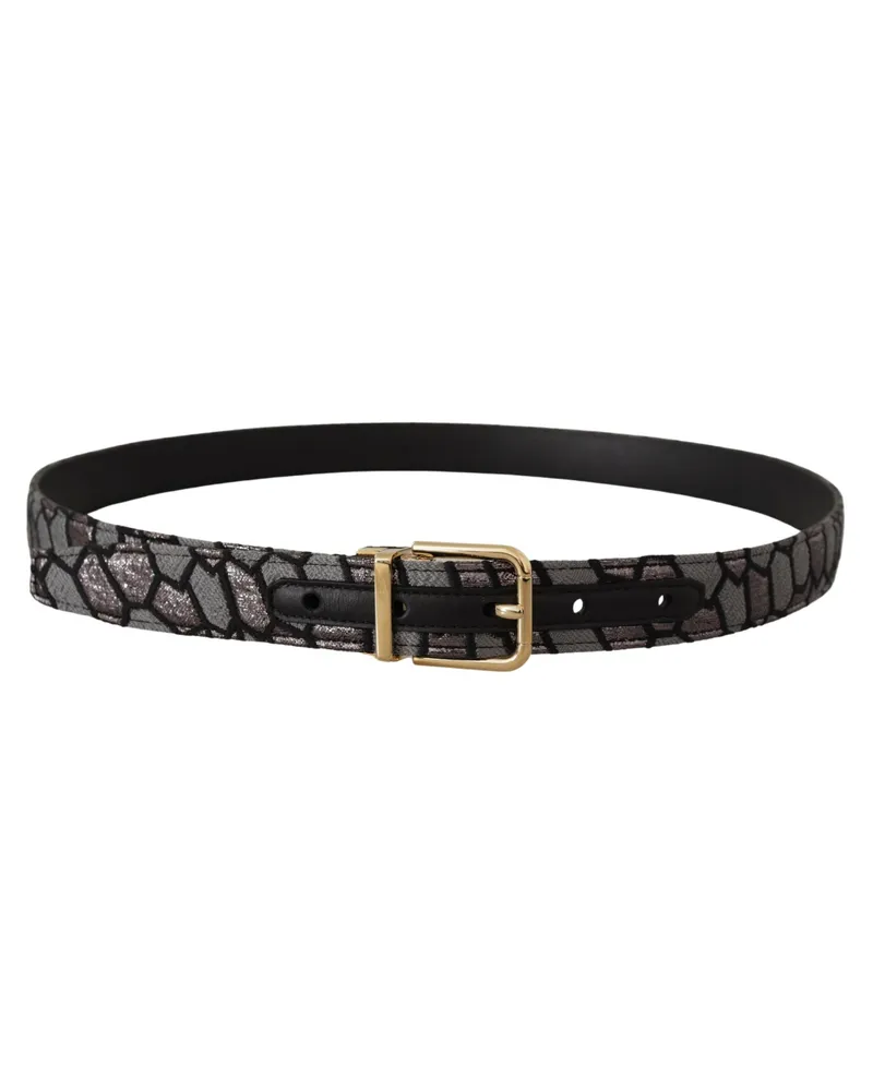 Dolce & Gabbana Men's Multicolor Patchwork Leather Gold Jaquard Belt Multicolor