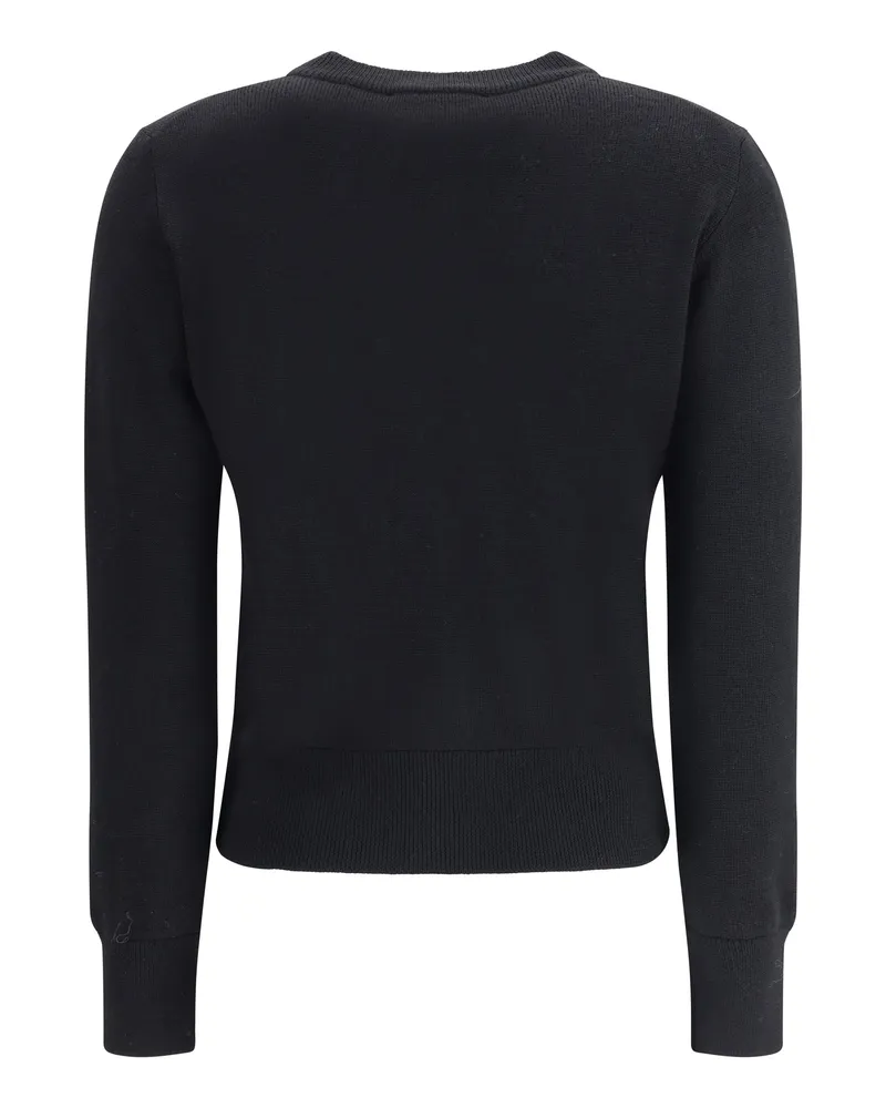 AMI Paris Women's Ami De Coeur Merino Wool Cardigan Noir-Rouge Noir/rouge Sweater Noir