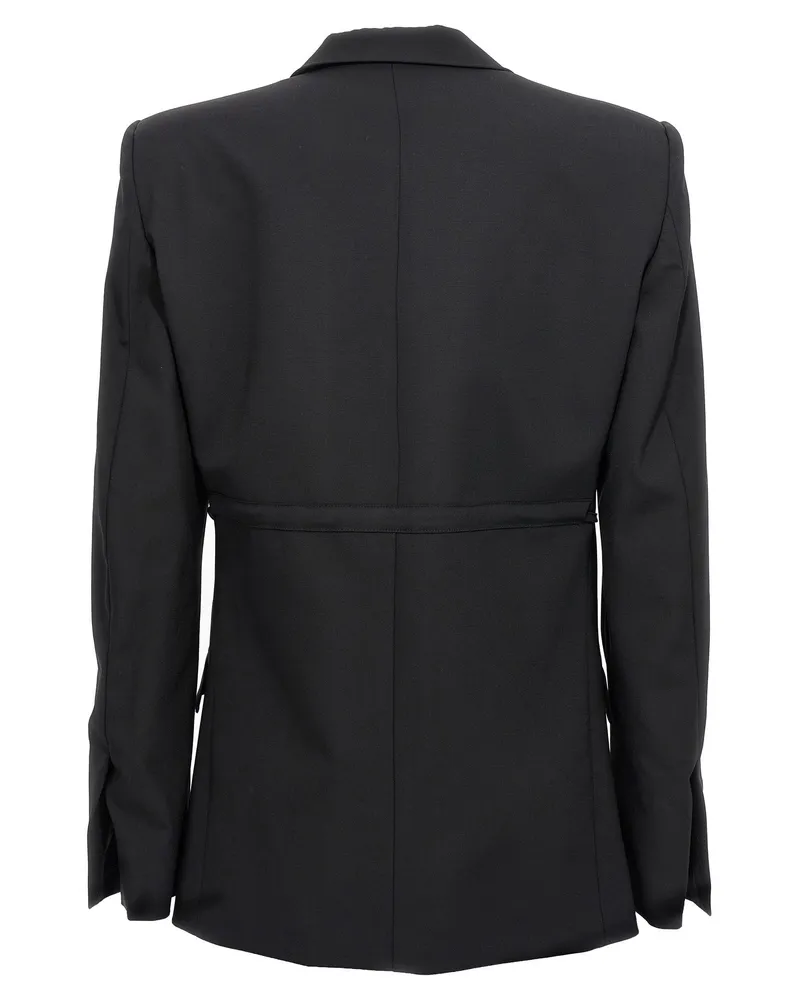 Nensi Dojaka Double-Breasted Wool Blazer — Black Black