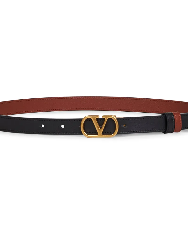 Valentino Garavani Reversible Calf Leather Belt — Black 
