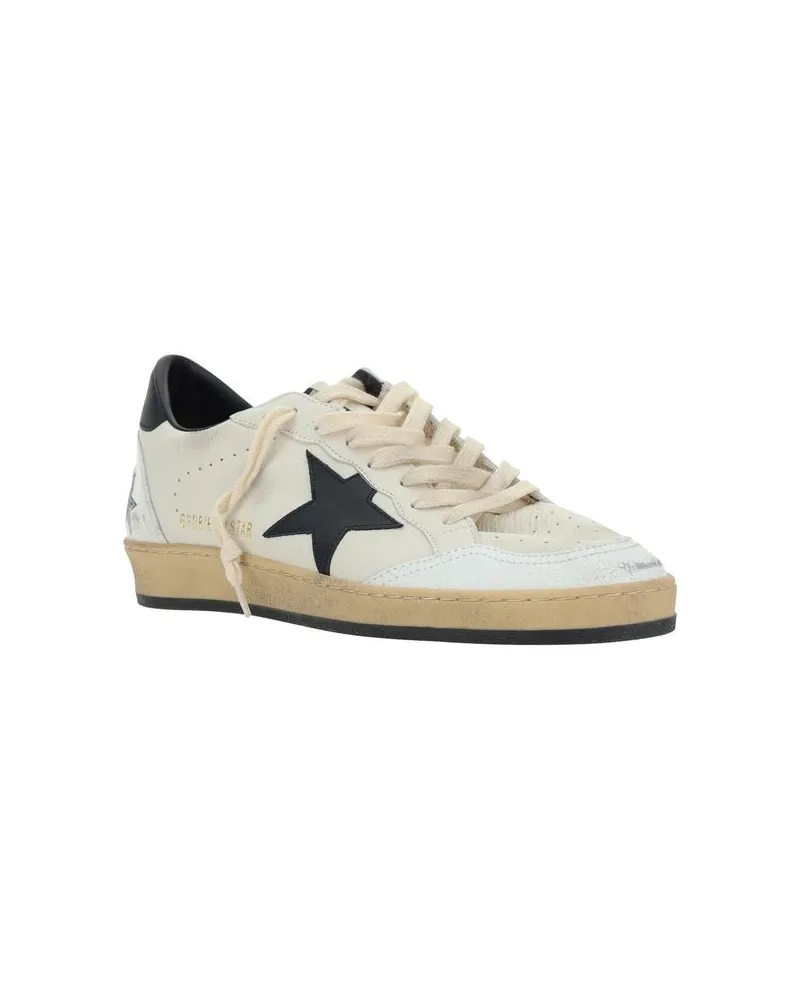 Golden Goose Men's White Calf Leather Bos Taurus Low Top Sneakers White