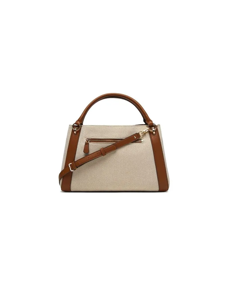 Guess Women's Satchel Bag Natural-Cognac Cotton - Satchel-Bags Natural/cognac Beige