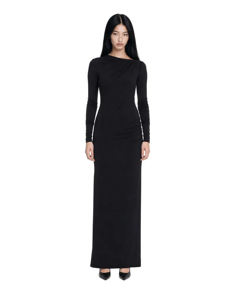 ANDAMANE Draped Jersey Dress — Black Black