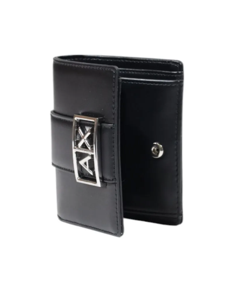 Armani Exchange Logo-Clasp Polyester Wallet — Black Black