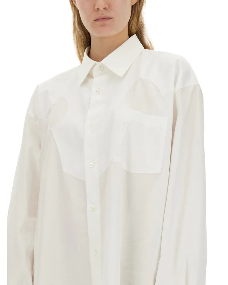 Maison Margiela Cotton Oversized Shirt Dress — White White