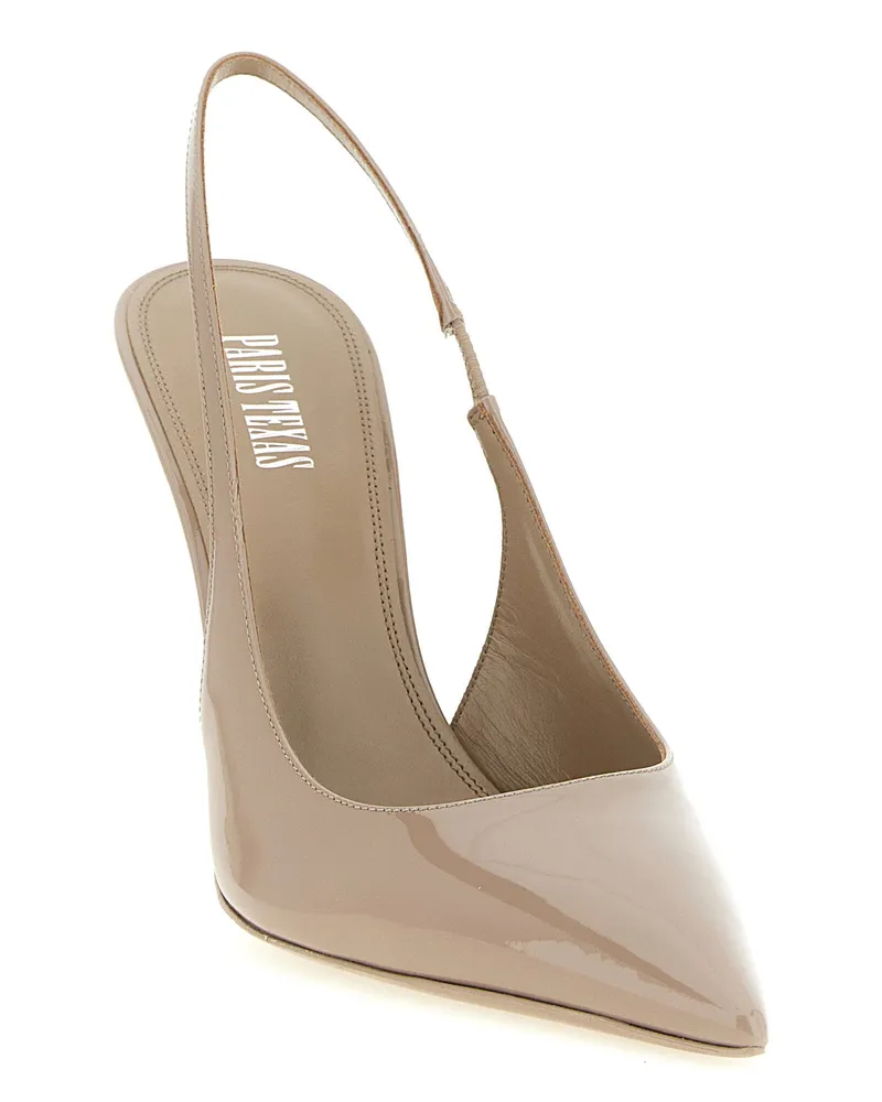 Paris Texas Patent Leather Slingback Heel — Nude Nude