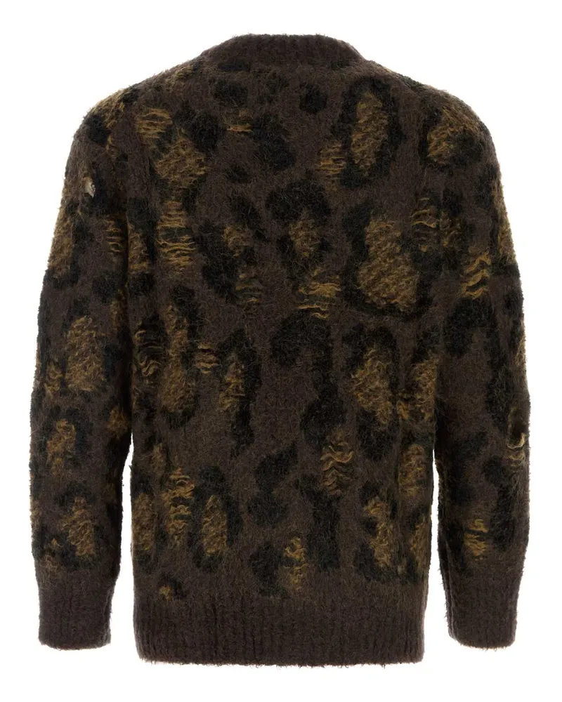 Junya Watanabe Men's Embroidered Wool Blend Sweater Brown Maglieria Brown