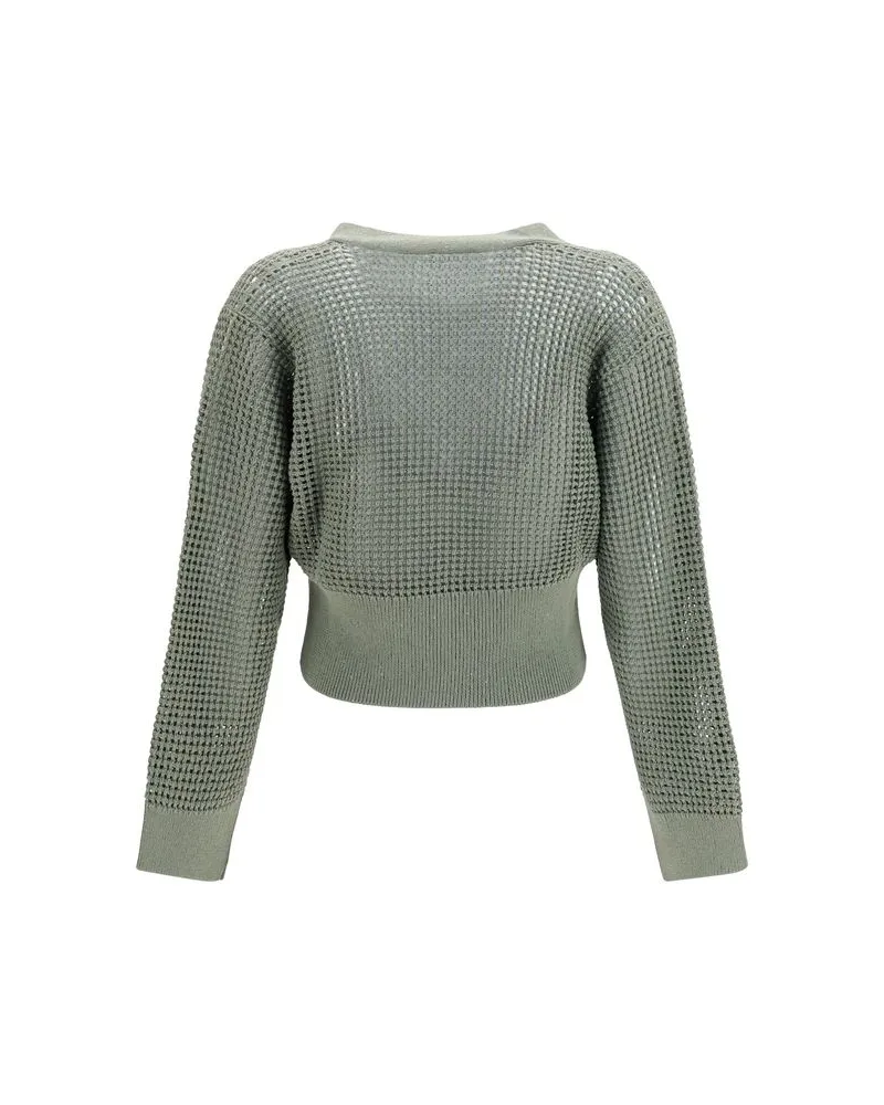 Brunello Cucinelli Women's Bicolor Cotton Cardigan Clothing Green