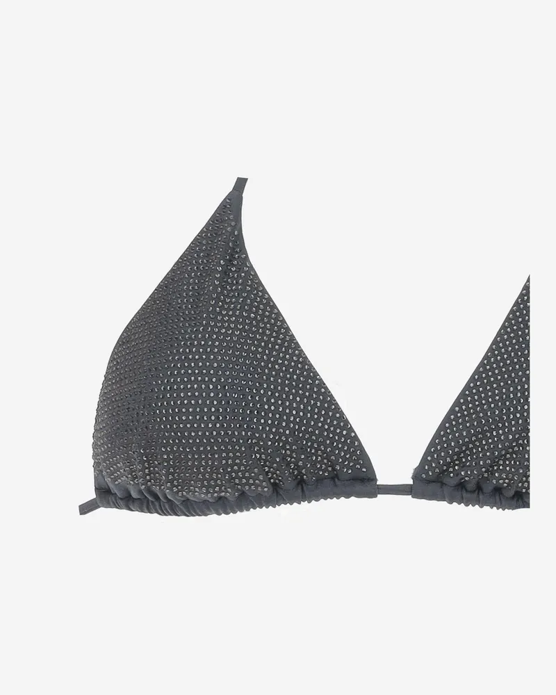 MC2 Saint Barth Women Bikini Top Anna Grey Rhinestone Polyamide Swimwear Sea Clothing Gray