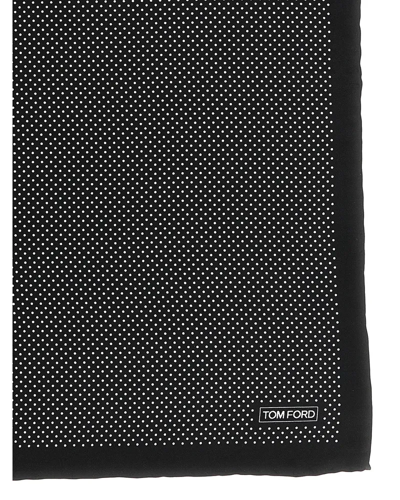 Tom Ford Silk Polka-Dot Scarf — Black Black