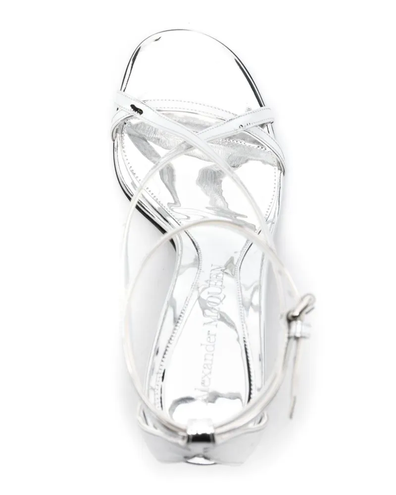 Alexander McQueen Armadillo Sandal Heel — Silver Silver