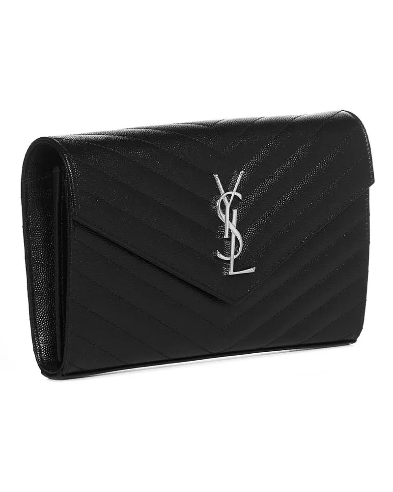 Saint Laurent Women's Wallet-On-Chain Quilted Leather Black Calfskin Bag Black