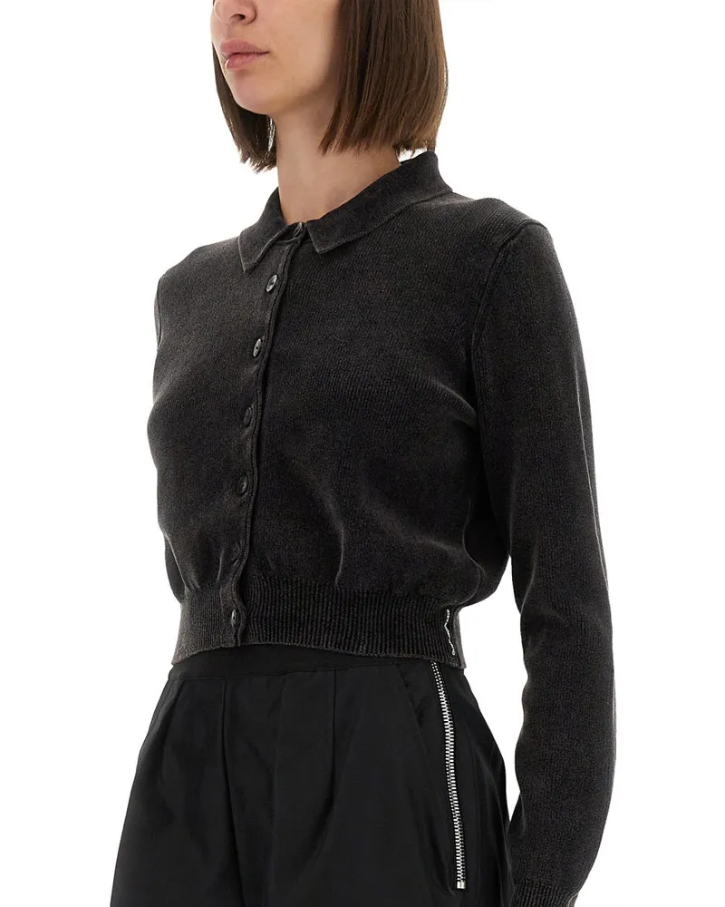 Alexander Wang Cropped Collar Cardigan — Gray Gray