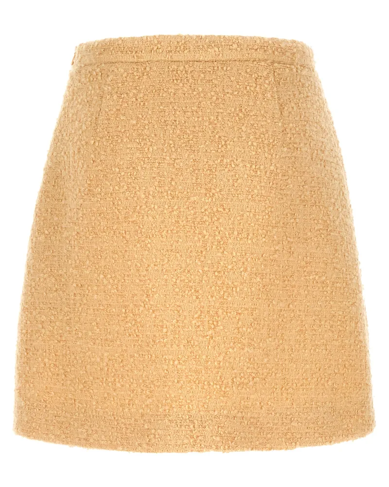 Valentino Garavani Women's Beige Virgin Wool Long Skirt Beige
