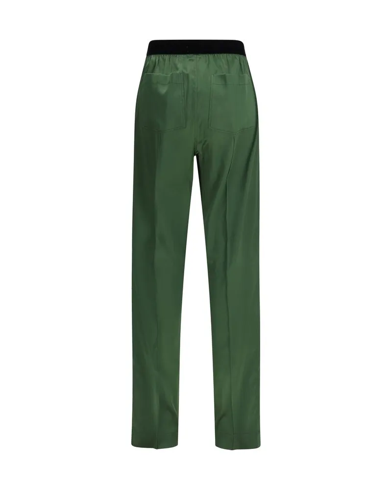 Tom Ford Women Bicolor Silk Casual Pants Green