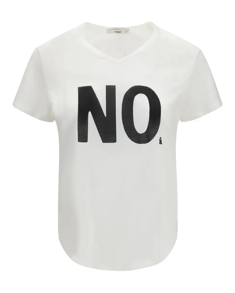 Fendi Women Noi Graphic Print Jersey T-Shirt Ivory Cotton T-Shirts & Jerseys White