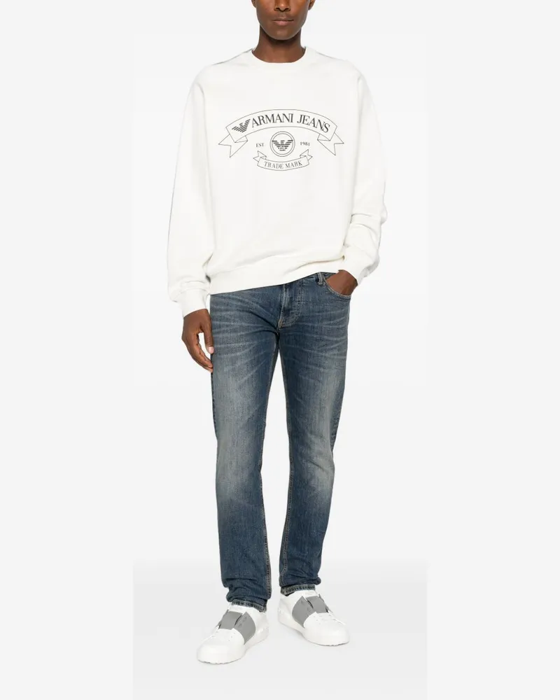 Emporio Armani Logo-Print Cotton Sweatshirt — White White