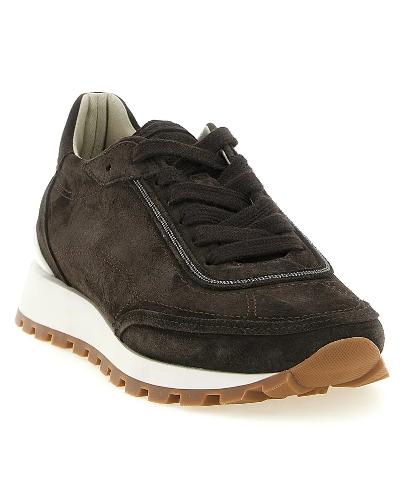 Brunello Cucinelli Suede and Leather Sneaker — Black Black