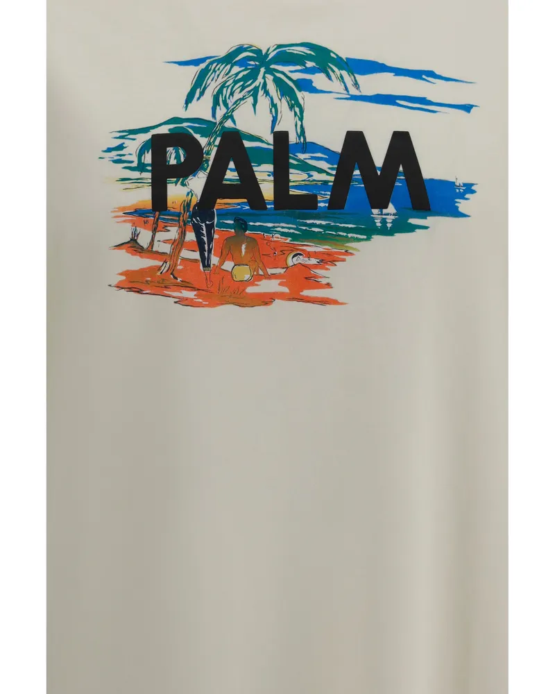Palm Angels Men's T-Shirt Palm Island Off White-Multicolour Cotton T-Shirts White/multicolour And Polos White