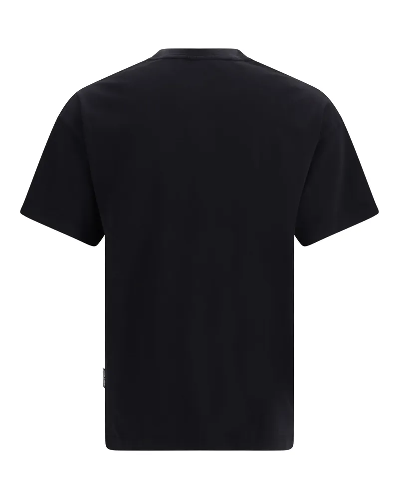 Palm Angels Men Stamp Logo T-Shirt Black-Off White Cotton T-Shirts And Polos Black