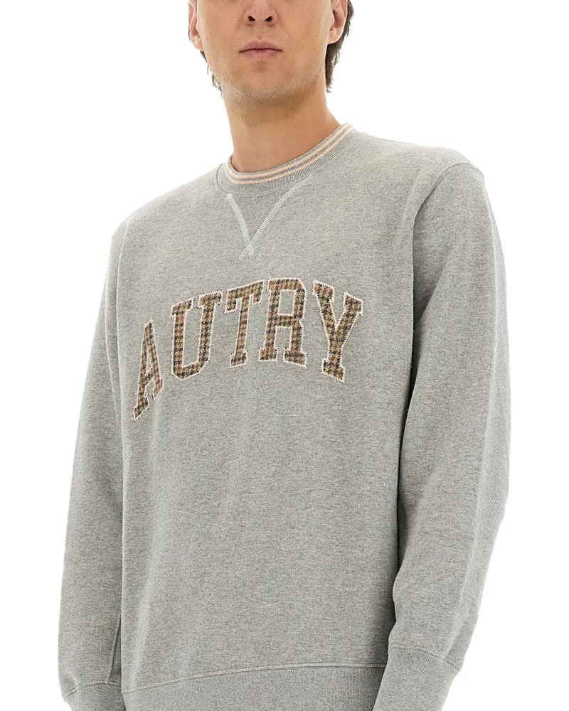 AUTRY Logo-Print Cotton Sweatshirt — Gray Gray