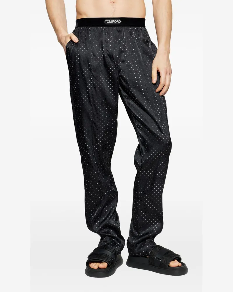 Tom Ford Men's Trousers Silk Black-White Black