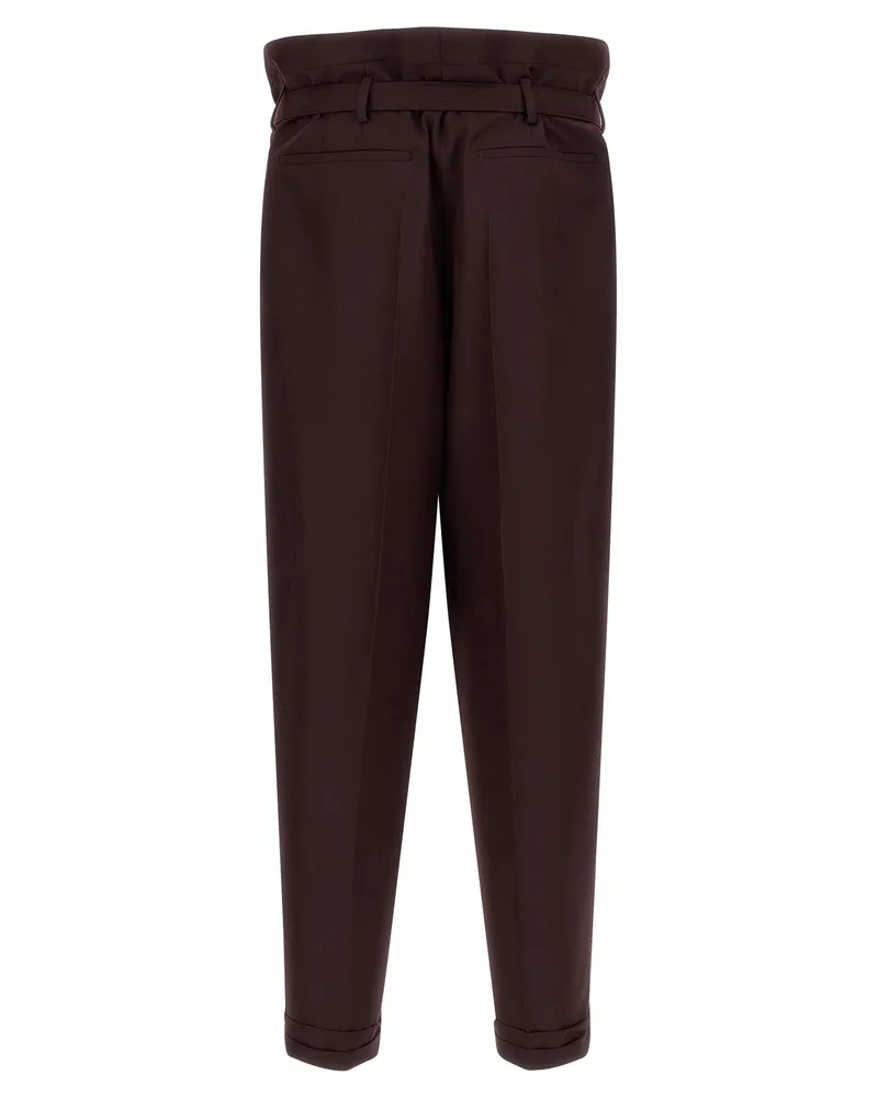Saint Laurent Paper-Bag Waist Trousers — Brown Brown
