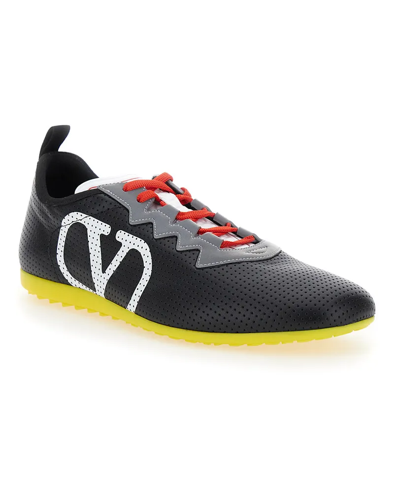 Valentino Garavani Men's Black Sneakers With Vlogo Detail Polyurethane; Cotton Trainers Black