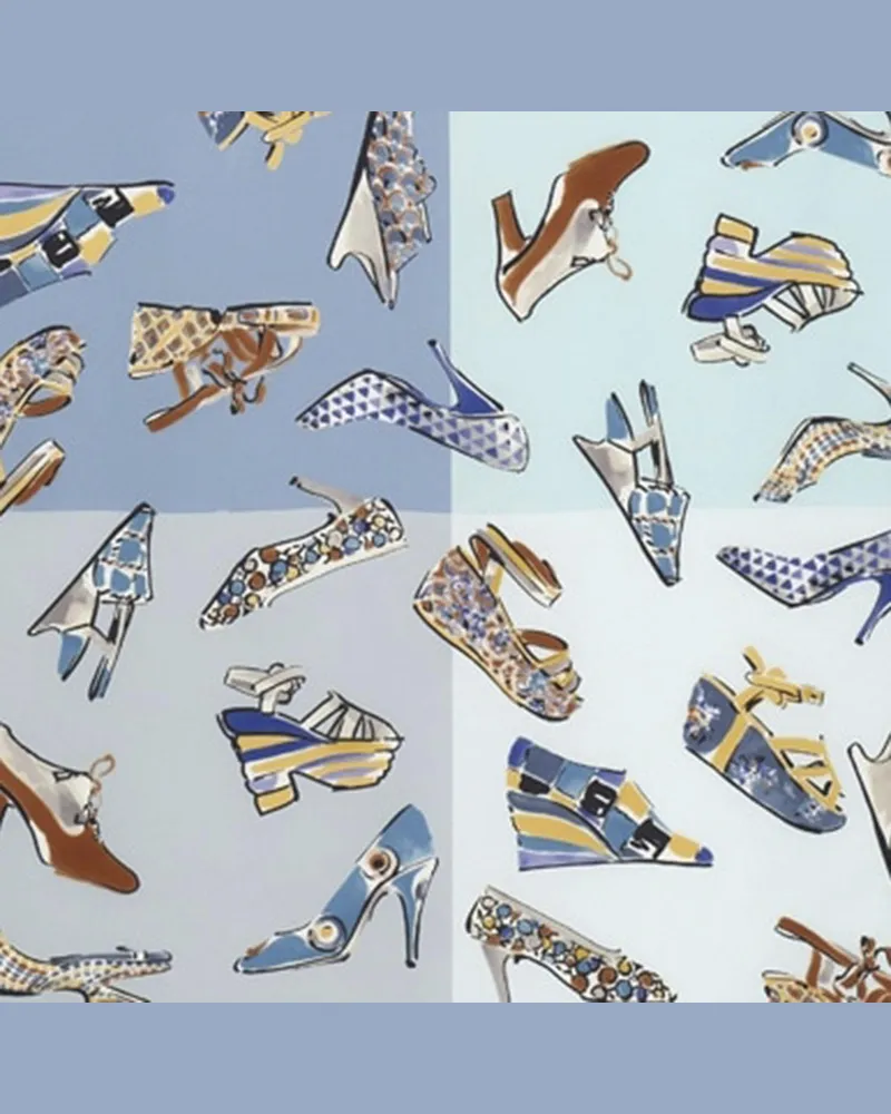 Ferragamo Women's Silk Scarf With Genio Print Light Blue Scarfs Blue