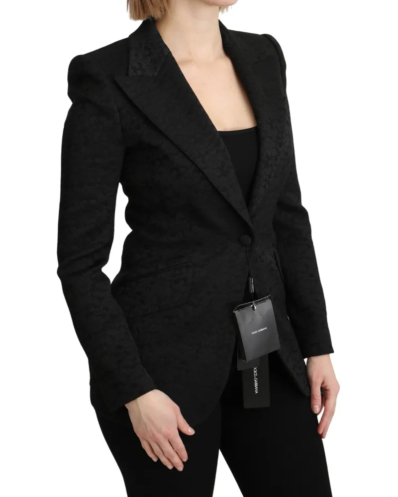 Dolce & Gabbana Women's Black Brocade Single Breasted Blazer Jacket Clothing Black