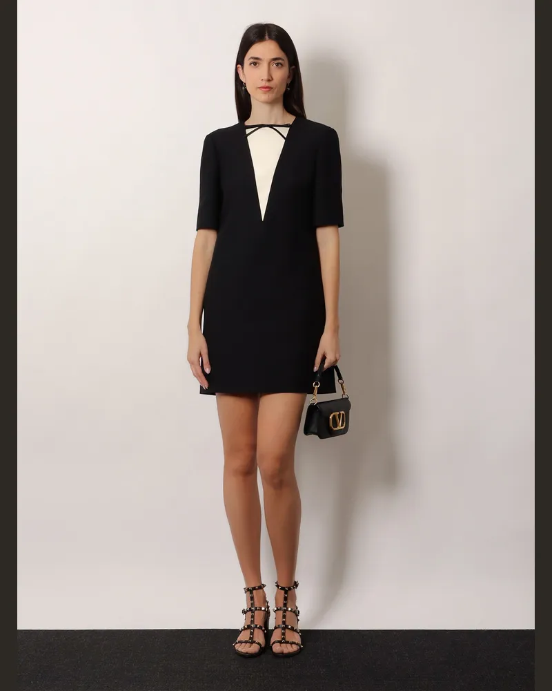 Valentino Garavani Women's Virgin Wool And Silk Mini Dress Blue Black