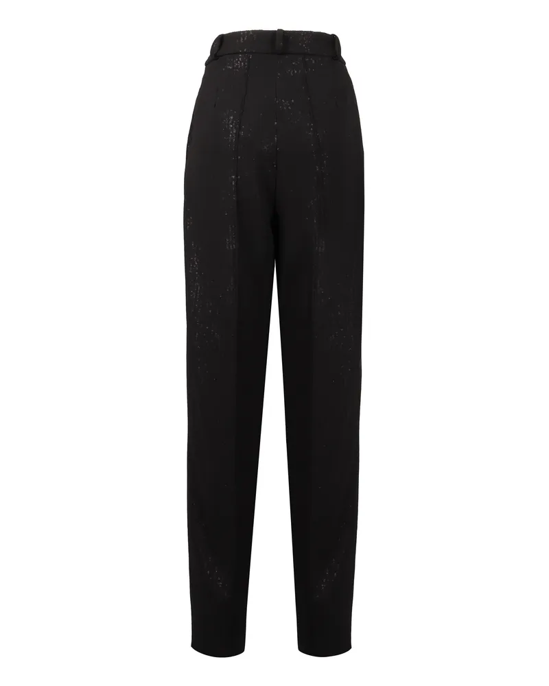 THE MANNEI Women's Silk Sequin Straight Trousers Black Black