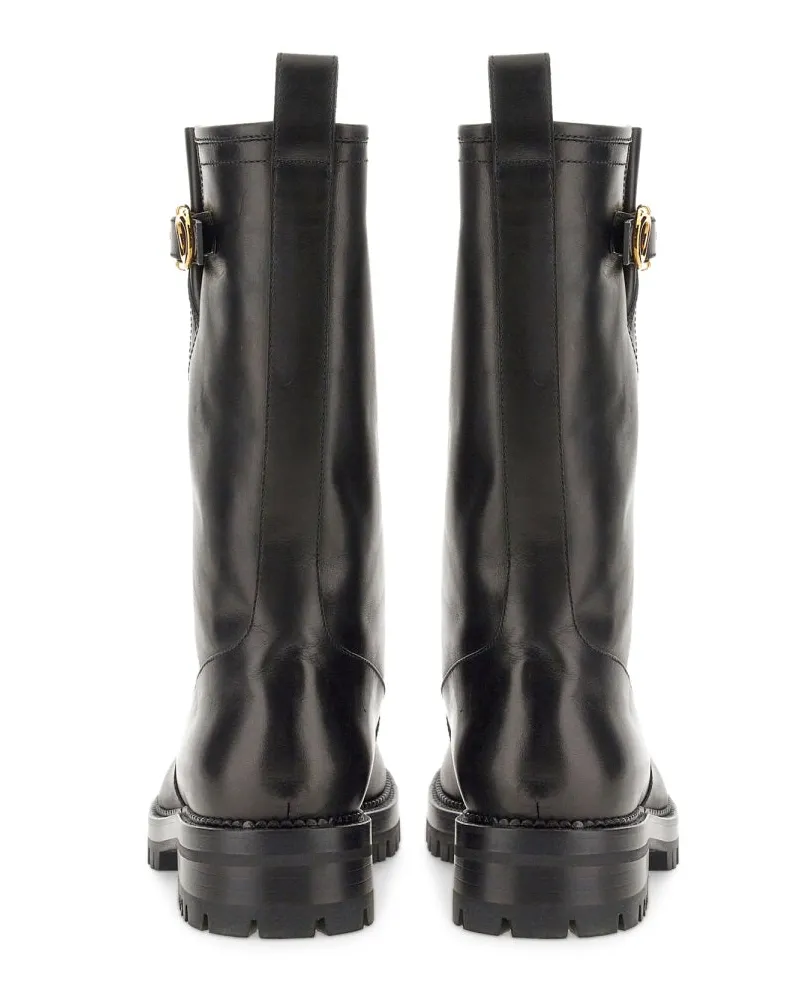 Versace Safety Pin Detail Boots — Black Black