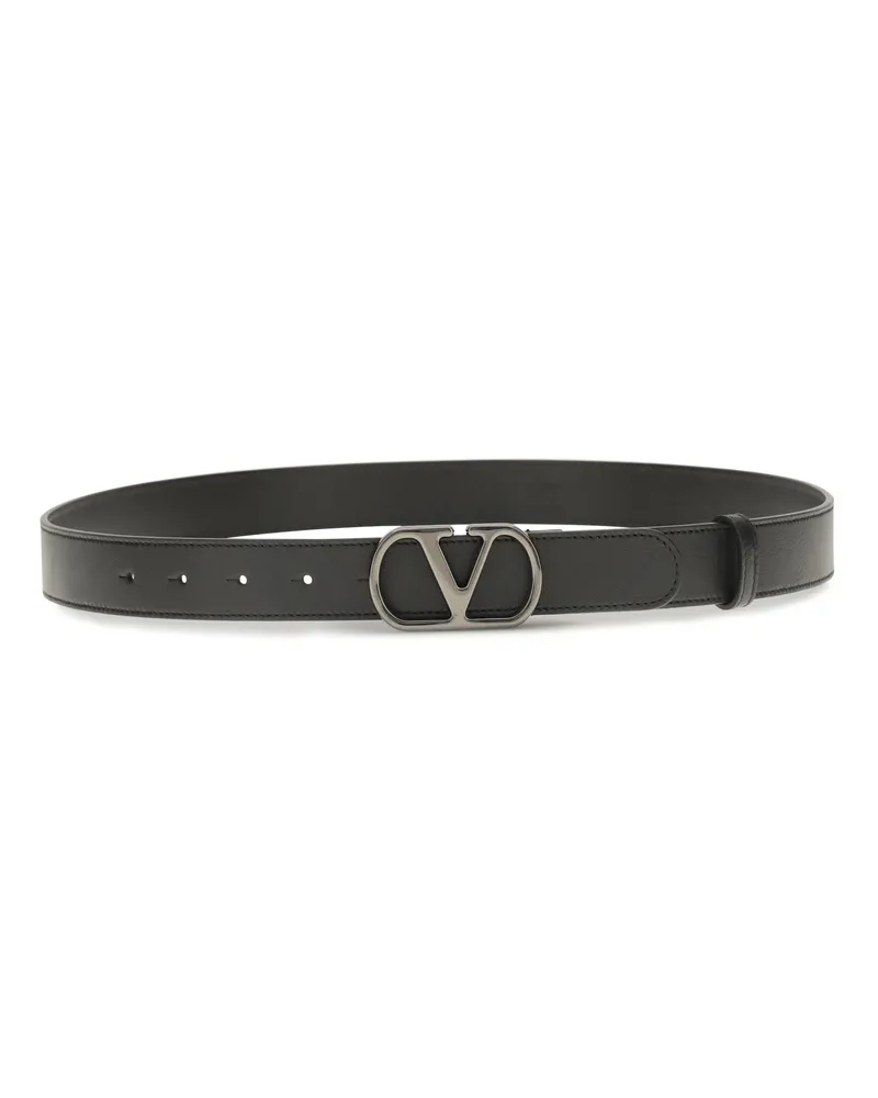 Valentino Garavani Men's Vlogo Signature Leather Belt Nero Calf Bos Taurus E Braces Black