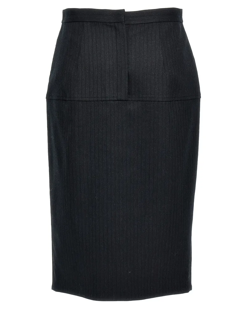 Fendi Pinstripe Wool Skirt — Black Black
