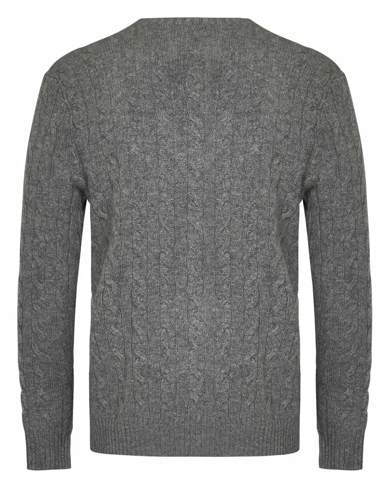 Ralph Lauren Cable-Knit Wool-Cashmere Sweater — Gray Gray