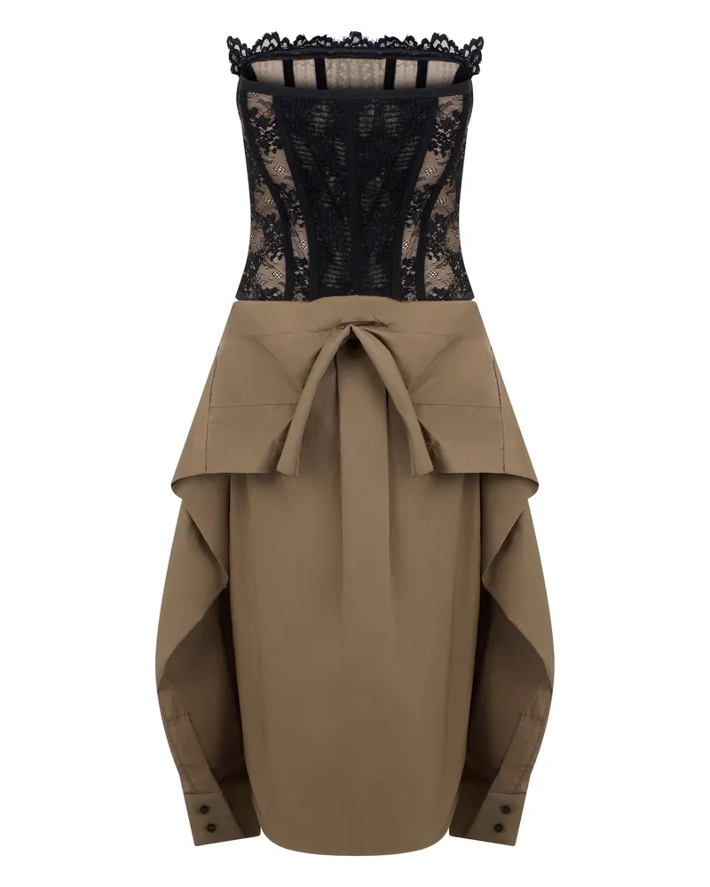 Giuseppe di Morabito Women's Mini Dress Cotton Lace Beige Beige
