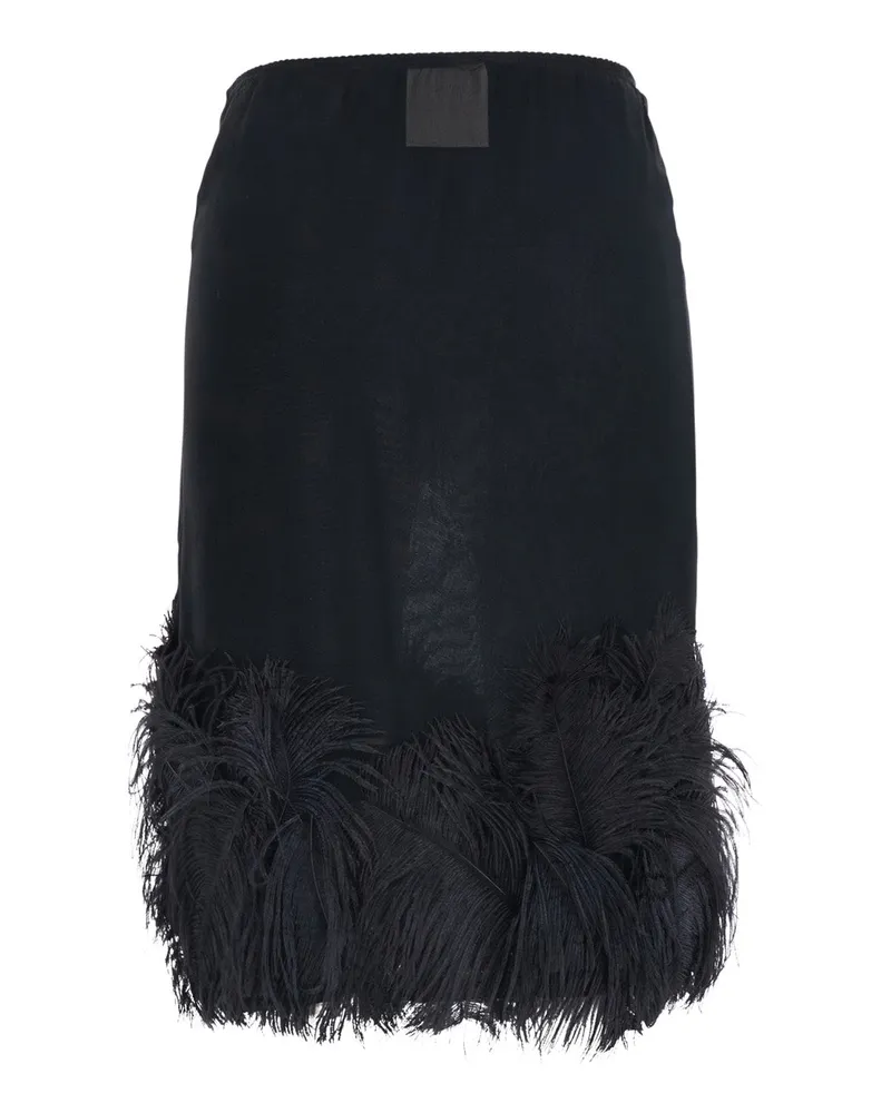 Semicouture Women's Skirt With Feather Trim, Black Black