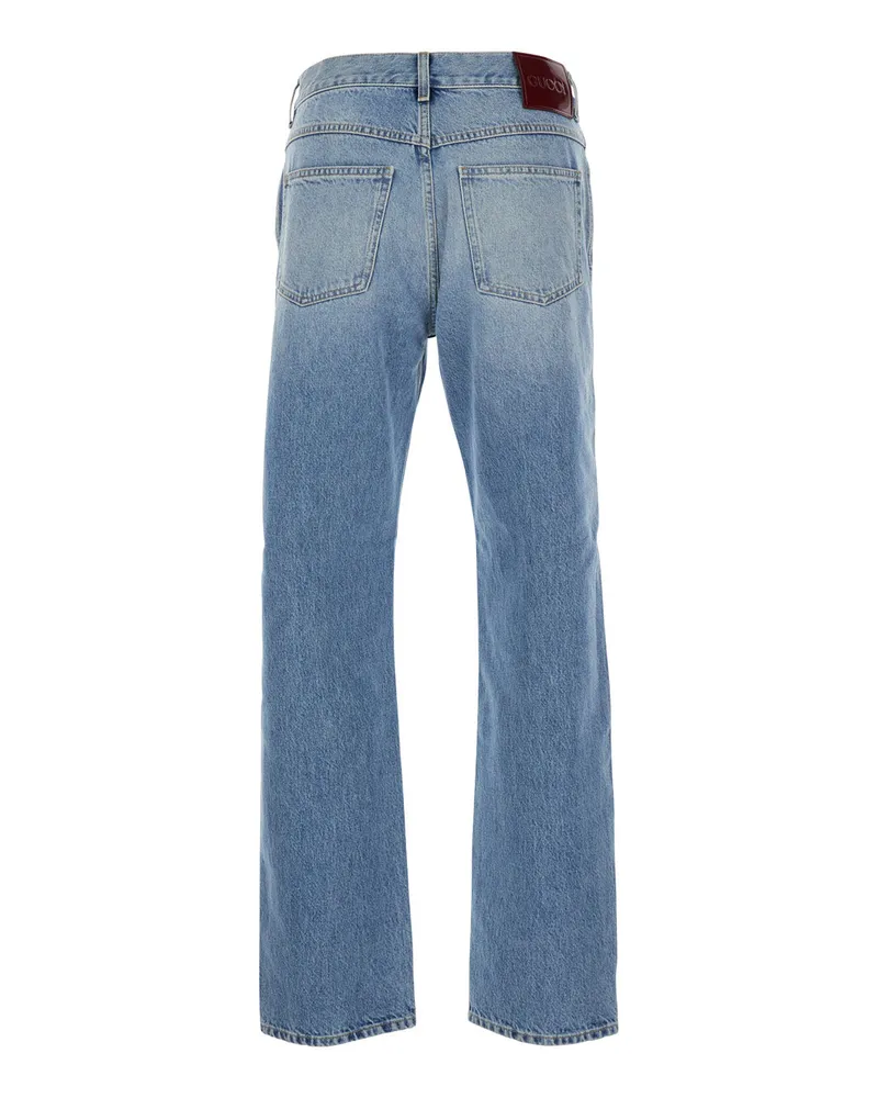 Gucci Men's Denim Jeans, Light Blue Fabric Blue