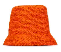 Women's Bucket Hat Orange Raffia With Croc
