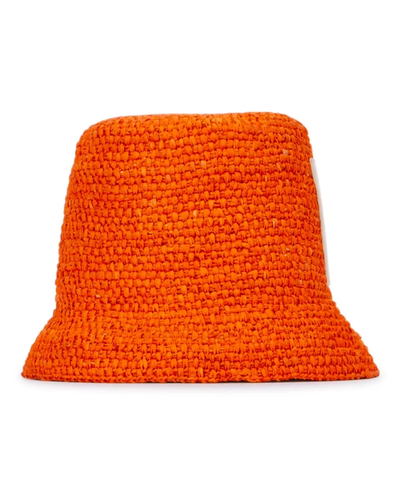 Jacquemus Women's Bucket Hat Orange Raffia With Croc Orange