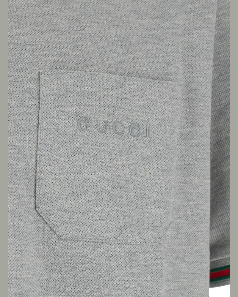 Gucci Men's Polo Shirt Grey Wool Blend Mohair T-Shirts And Polos Gray