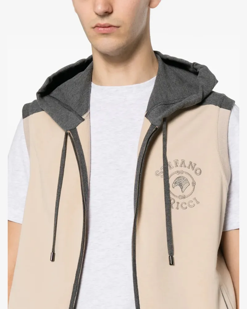 Stefano Ricci Men's Logo-Embroidered Zip-Up Hoodie Ss26 M Beige