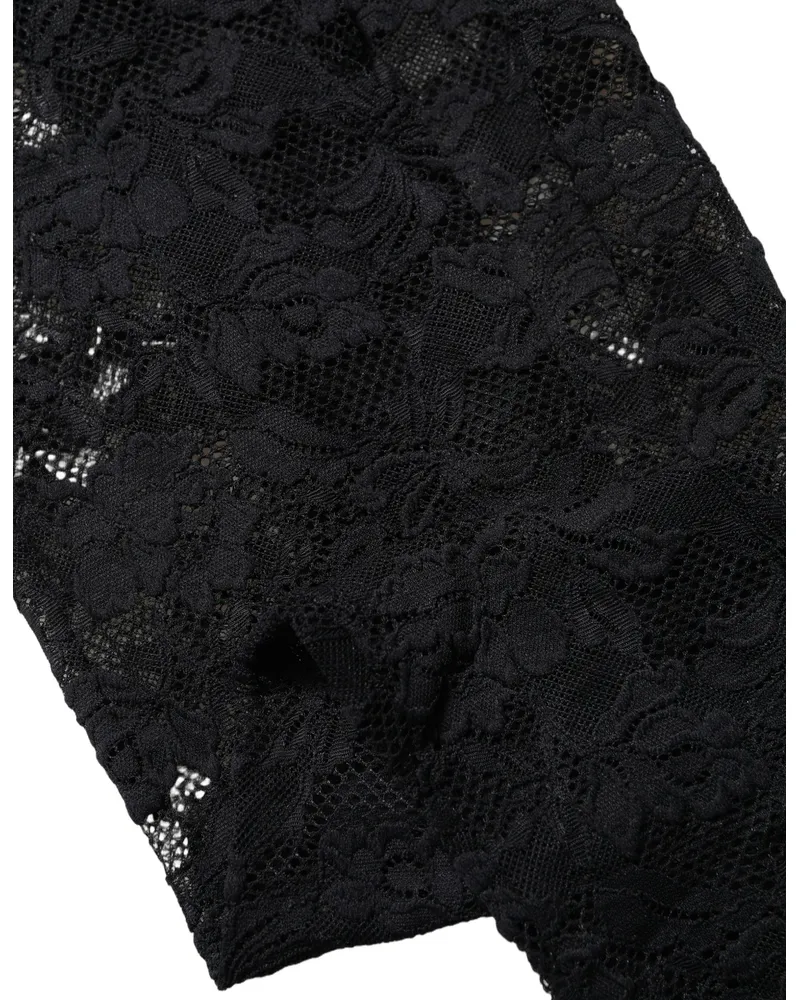 Dolce & Gabbana Women Black Floral Lace Thigh High Stockings Socks Nylon Elastane Clothing Black