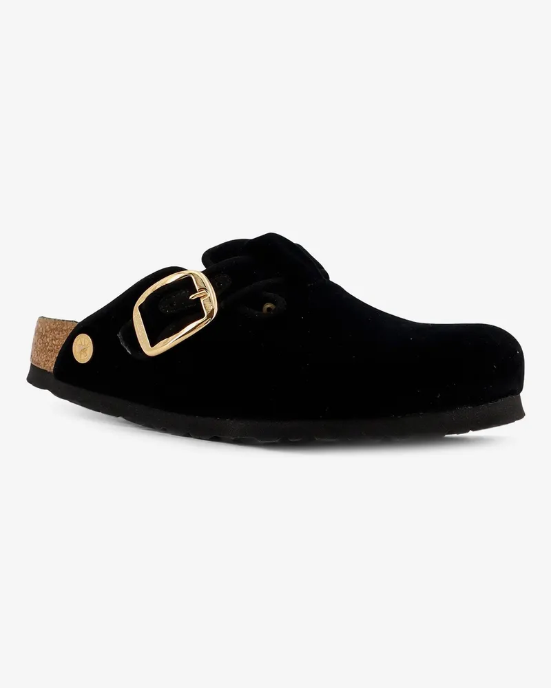 Birkenstock Women's Mule Boston Black Velvet Fabric Sandal Black