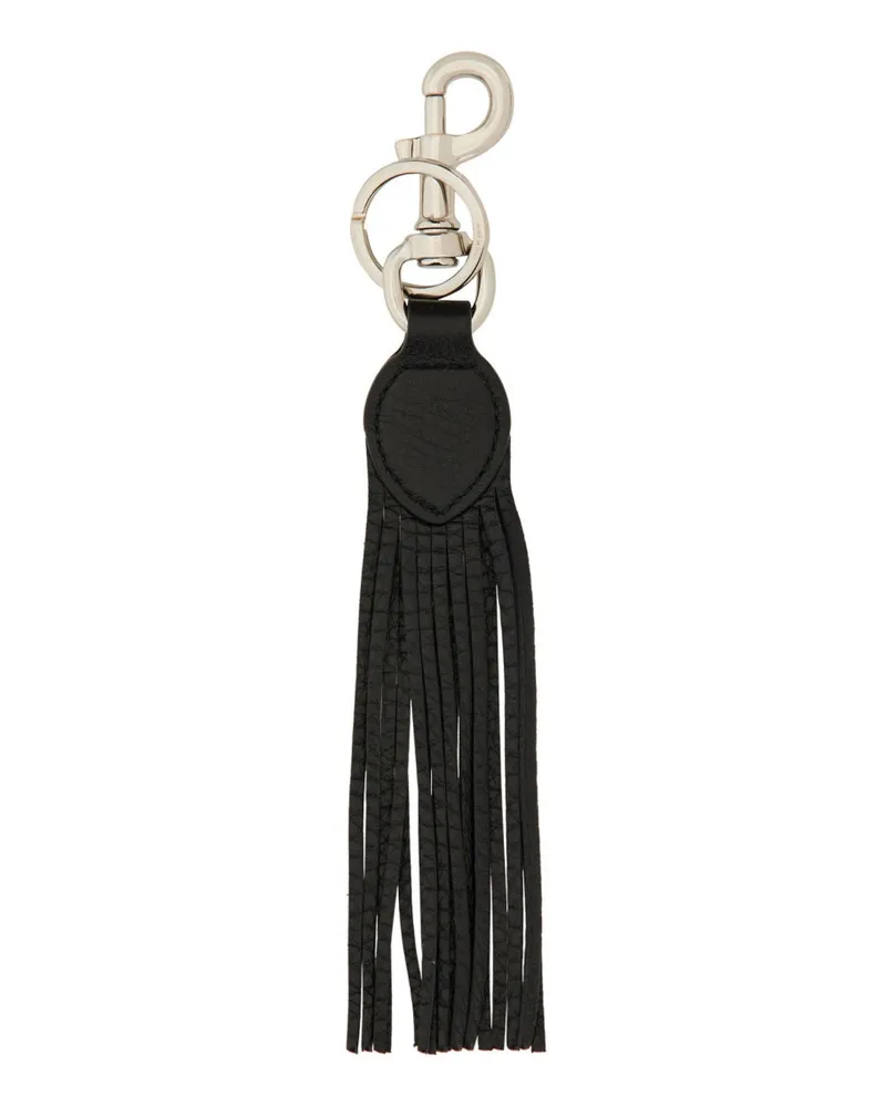 Valentino Garavani Vlogo Signature Leather Key Case — Black Black