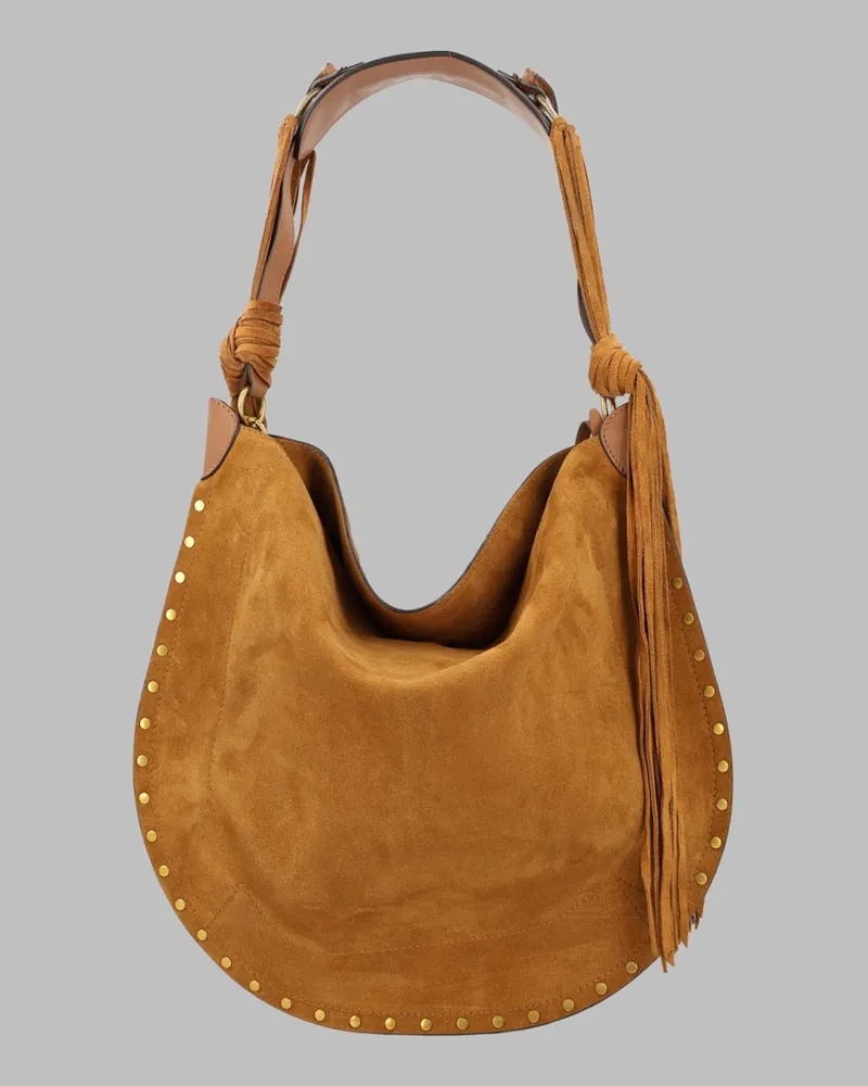 Isabel Marant Women's Hobo Bag Oskan Soft Brown Calf Velvet Leather Shoulder Brown
