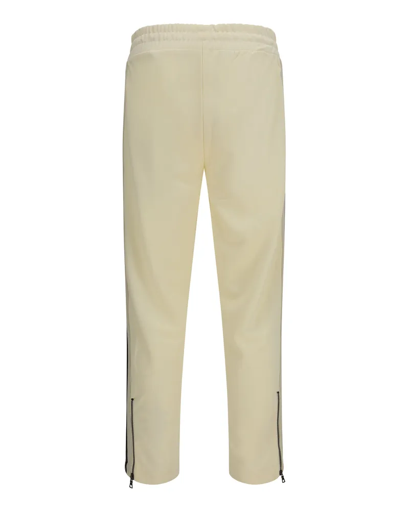 Palm Angels Men's Classic Logo Track Pants Ivory Black Polyester Trousers Beige