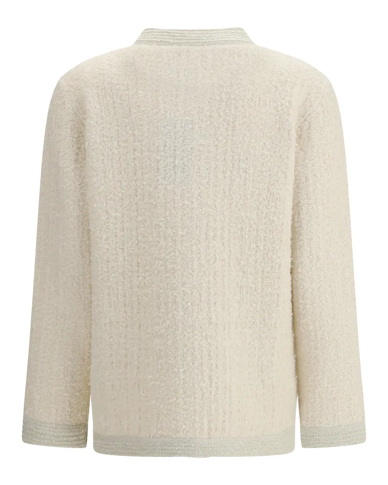 Gucci Women's Bouclé Lamé Wool Cardigan Ivory-Silver-Mc Ivory/silver/mc Sweater Ivory
