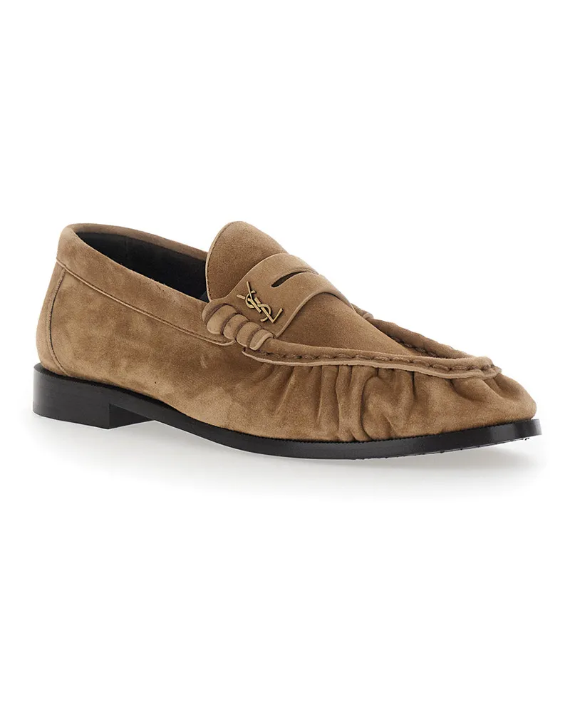 Saint Laurent Women's Loafers Le Loafer Beige Suede Beige